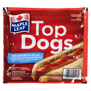 Wholesale Maple Leaf Top Dogs Less Salt (450g)