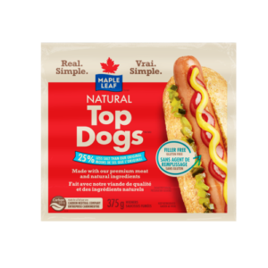 Wholesale Maple Leaf Top Dogs 25% Less Salt Wieners (375g)