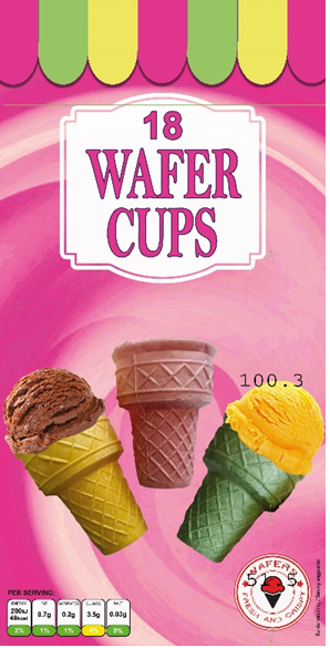 Wholesale Kml Wafer Cups Cones 18ct
(108g)