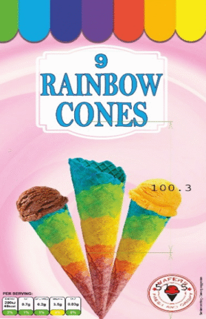 Wholesale Kml Rainbow Cones 9ct (140g)