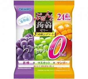 Wholesale Orihiro Konjac Jelly 0kcal Kyoho Grape & Muscat & Mango 24P (432g)