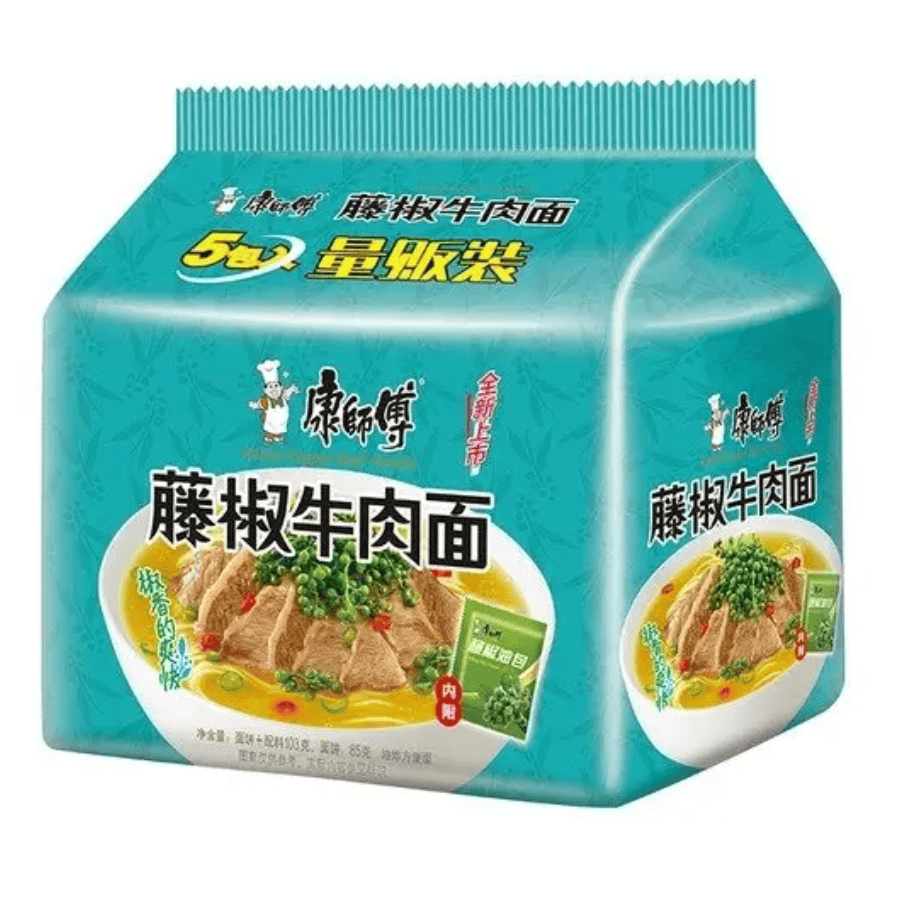 Wholesale Kang Shi Fu Artificial Beef Flavour W/Sichuan Green Pepper Instant Noodle (5x102g)